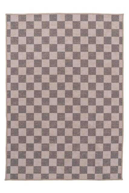 Machine Washable Natural Jute Blend Checkerboard Brown Area Rug 200cm x 290cm