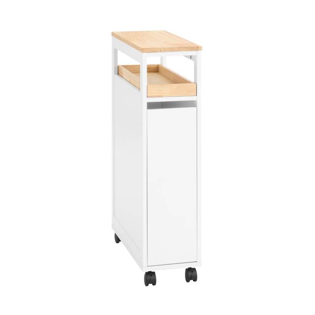 SoBuy Slim Kitchen Storage Trolley with Removable Tray & 2-Tier Drawer, White, 20.1x7.9x31.1 in, 16.45 kg - NSR11-WN