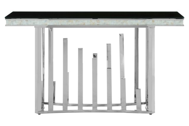 Modern Silver Console Table, Luxe Design Table For Hallway, Functional Distinctive Sofa Table For Bedroom Silver