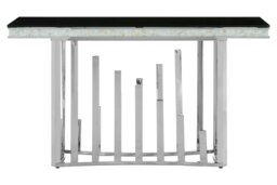 Modern Silver Console Table, Luxe Design Table For Hallway, Functional Distinctive Sofa Table For Bedroom Silver