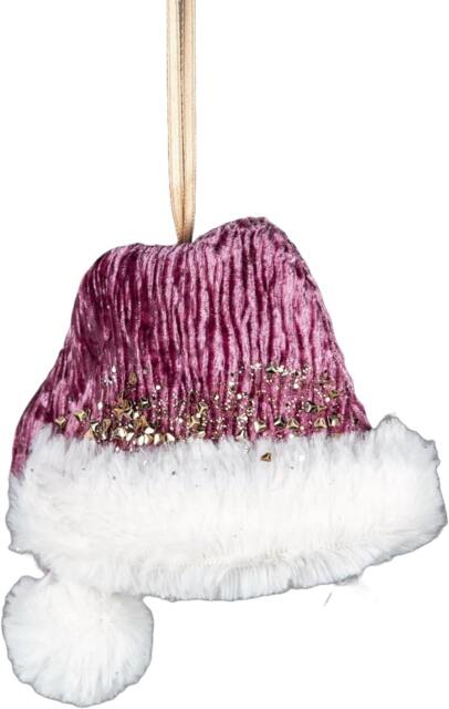 Pink Santa Hat 13x12cm - Christmas Hanging Decoration