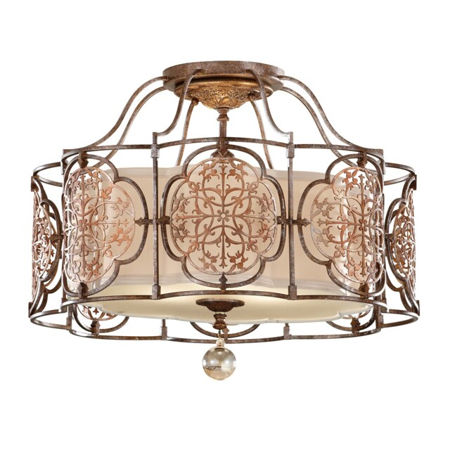 Marcella 3 Light Semi Flush Ceiling Light British Bronze, E27