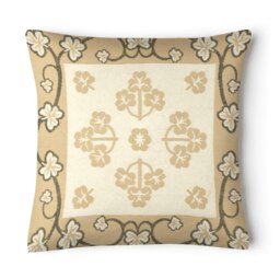 Chenille Floral Woven Detail Cushion - 43cm x 43cm White Cream
