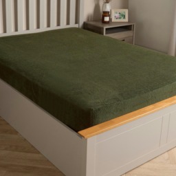 OHS Soft Warm Thermal Teddy Fleece 25cm Deep Fitted Bed Sheet, King - Woodland Green