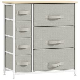 HOMCOM Chest of Drawers with 7 Drawers, Fabric Drawers with Large Storage Space, Drawers Dresser with Metal Frame, Adjustable Feet for Bedroom Living Room, Light Grey