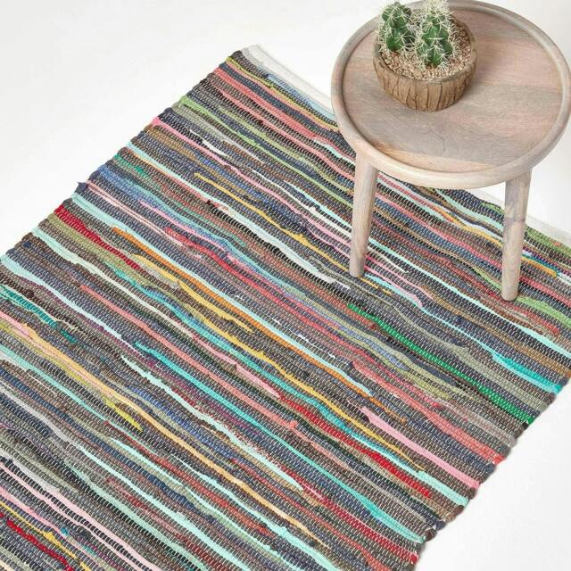 Homescapes Recycled Cotton Chindi Rug - 90 x 150 cm Multi Multicolour