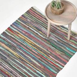 Homescapes Recycled Cotton Chindi Rug - 90 x 150 cm Multi Multicolour