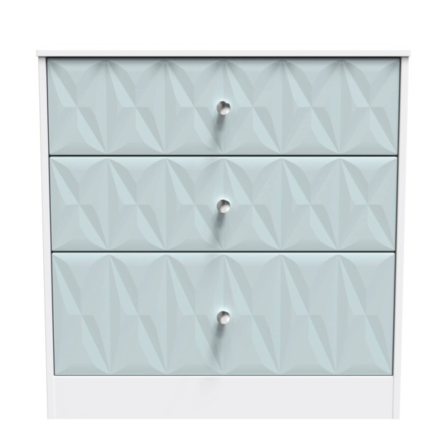 Memphis 3 Drawer Deep Chest of Drawers in Duck & White Matt (Ready Assembled) Blue Duck & White Matt