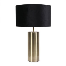 ValueLights Lexy Antique Brass Dimmable Table Lamp Black Velvet Shade Gold