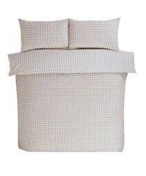Gingham Polycotton Check Polycotton Duvet Cover Set With Pillowcase Brown Double 1
