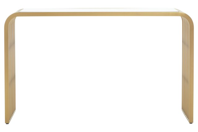 Vogue Matte Gold Slatted Console Table Gold
