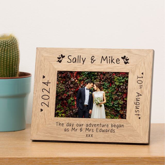 Personalised Wedding Day Wood Picture Frame 7 x 5 Wedding Couple