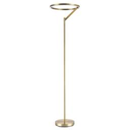 Designer Floor Lamp in Antique Brass with Large LED Halo Light Ring
