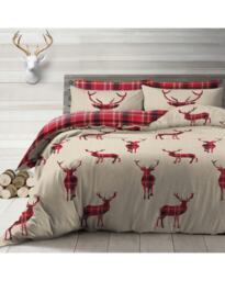 Velosso Stag Reversible Printed Cotton Blend Duvet Cover and Pillowcase Set Brown Single