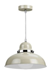 Orsina Clay Colour Bowl Shaped Pendant Light, Nordic Style Pendant Light with Chrome Trim, Smooth Metal Shade