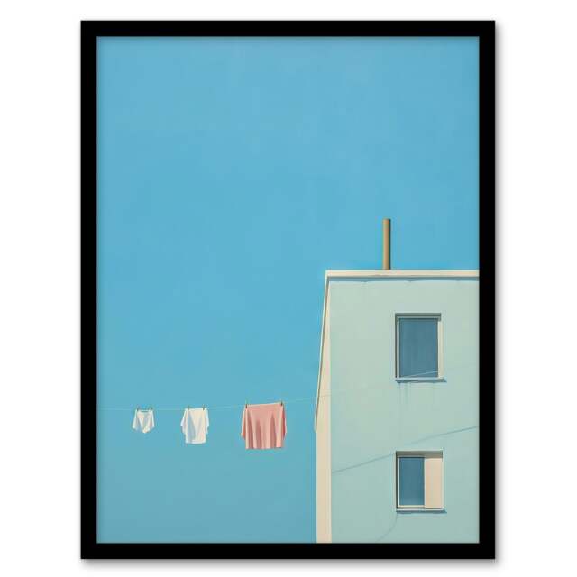 My Neighbours Pants Minimalist Pastel Laundry Room Black Framed Wall Art Print A4
