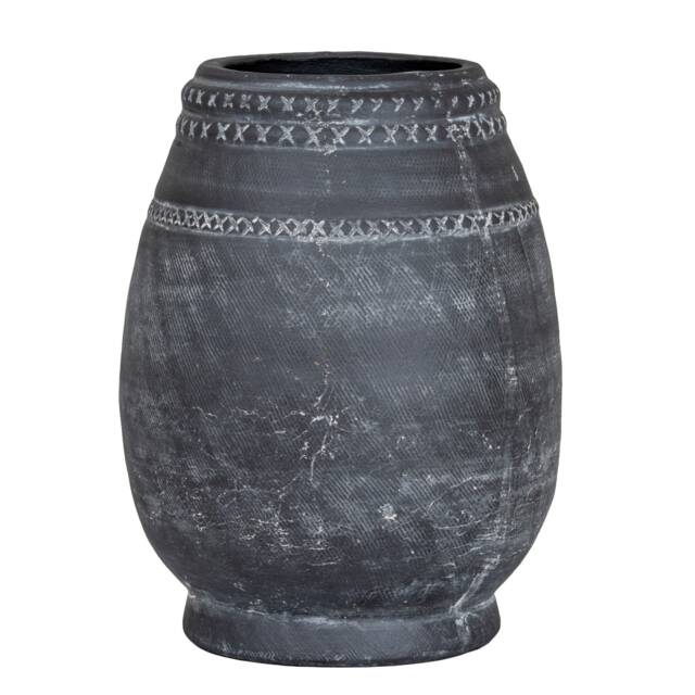 Hill Interiors Etched Collection Tall Vase Black Black 25cm x 19cm x 19cm 1