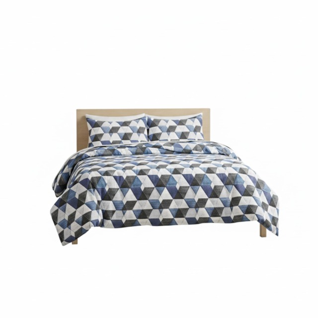 Triangle Duvet Set Stylish Geometric Print Bedding for Bedroom Decor White Super King