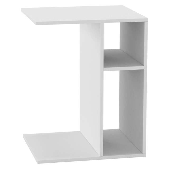 C-Shape Side Wooden Table End Coffee Bedside Nightstand Laptop Snack Living Room Multi White/Black