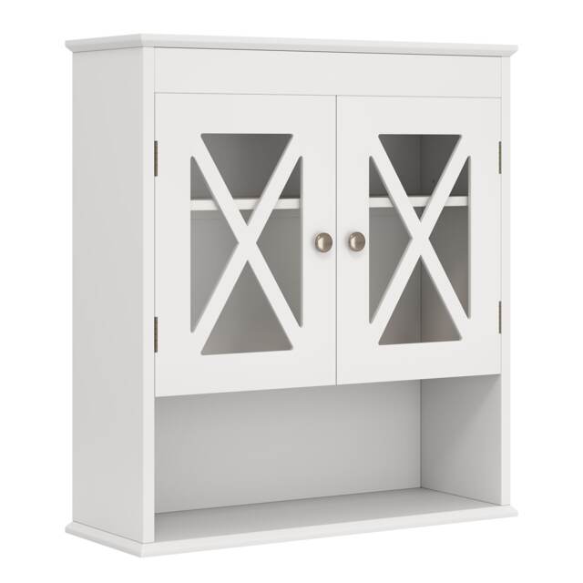 COSTWAY Bathroom Cabinet Wall Mounted Medicine Cabinet White