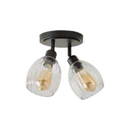 ValueLights Cheltenham 2 Way Black Ceiling Spotlight Ribbed Shades Black