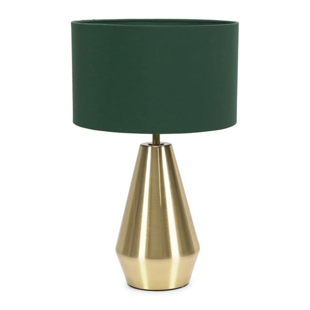 ValueLights Jax Antique Brass Touch Table Lamp Forest Green Shade