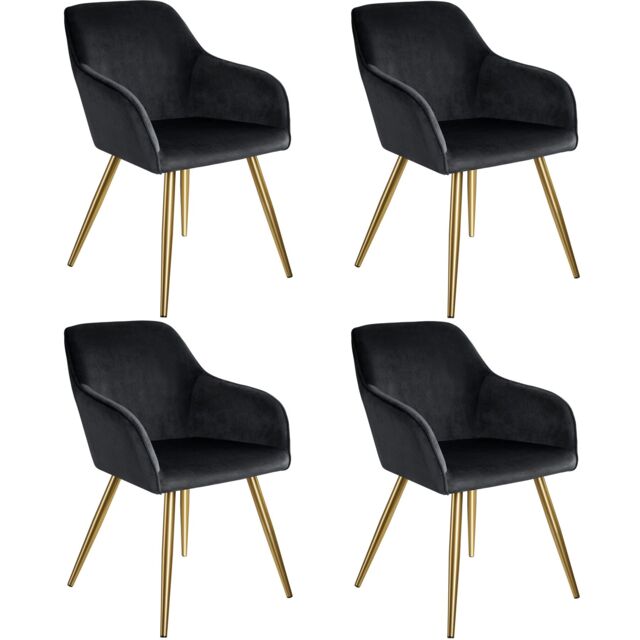 Chair Marilyn with Velvet Cover, Gold Steel Legs and Plush Padding Black black/gold 4