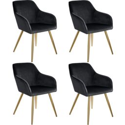 Chair Marilyn with Velvet Cover, Gold Steel Legs and Plush Padding Black black/gold 4