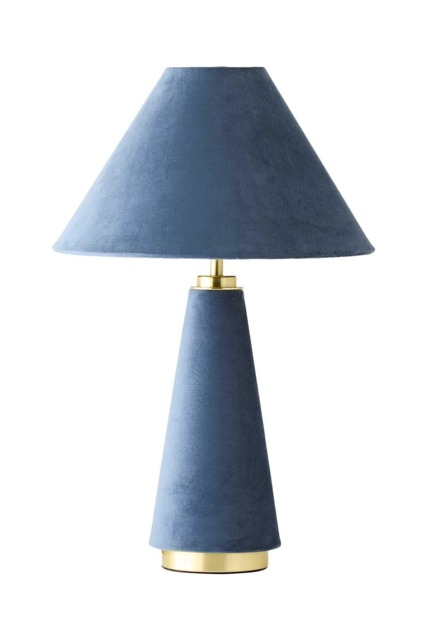 ValueLights Martha Denim Blue Lamp Shade Velvet Fabric Table Lamp