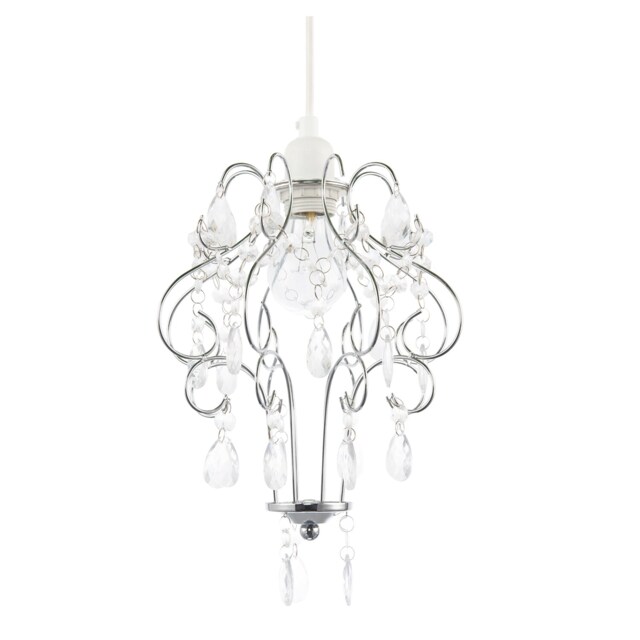 Polished Chrome Shabby Chic Chandelier Style Pendant Shade with Acrylic Chrome Chrome 1