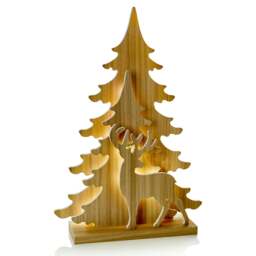 Premier Wooden Light Up Reindeer Scene Warm White LED