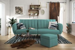 Brittany Sofa Bed in Light Blue fabric Blue LIGHT BLUE LINEN Three Seater