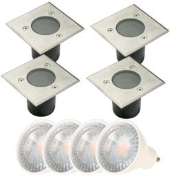 CGC Lighting Myah Small Square Inground and Deck Light Stainless Steel with GU10 Bulb Silver Height: 10 cm Width: 10 cm Cut Out: 8.5 cm