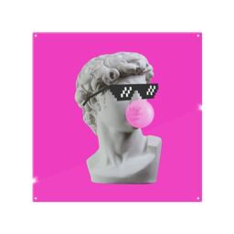 Plaster statue, David's head in pixel glasses Designer Splash Back White