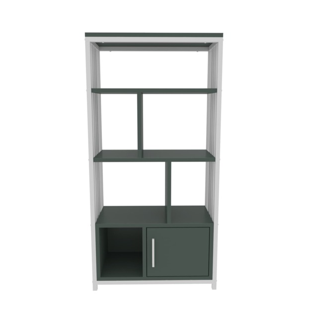 Decorotika Valero 3-tier Bookcase with Metal Frame and Cabinet - W 60 cm x H 120 cm x D 29.6 cm