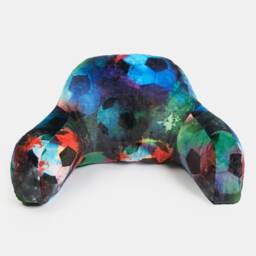 OHS Matte Velvet Fleece Football Print Soft Support Reading Bed Pillow Cuddle Cushion Black 45 x 40 x 30cm 1