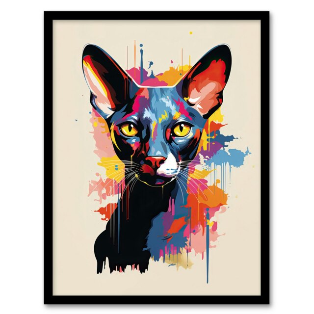 Oriental Shorthair Cat Lover Gift Pet Home Decor Black Framed Wall Art Print A4