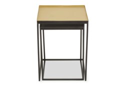 Orsina Nest Of 2 Tables For Outdoor Patio, Modern Bedside Tables, Square Tables With Silver Hues, Small Side Tables