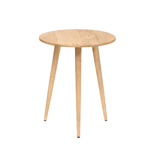 Judy Round Solid Mango Wood Side Table with Tripod Legs for Bedroom