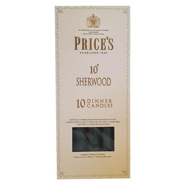 "Prices 10"" Sherwood Candle Evergreen Pack Of 10"
