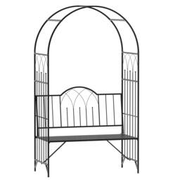 Outsunny Garden Arch Bench Outdoor Patio Trellis Arbor for Climbing Plant Black Black