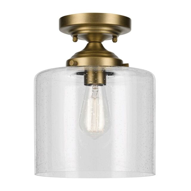Kichler Winslow Bowl Semi Flush Ceiling Light Classic Natural Brass 1x E27