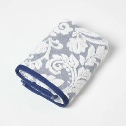 Homescapes Damask Turkish Cotton 600 GSM Hand Towel - Navy Blue