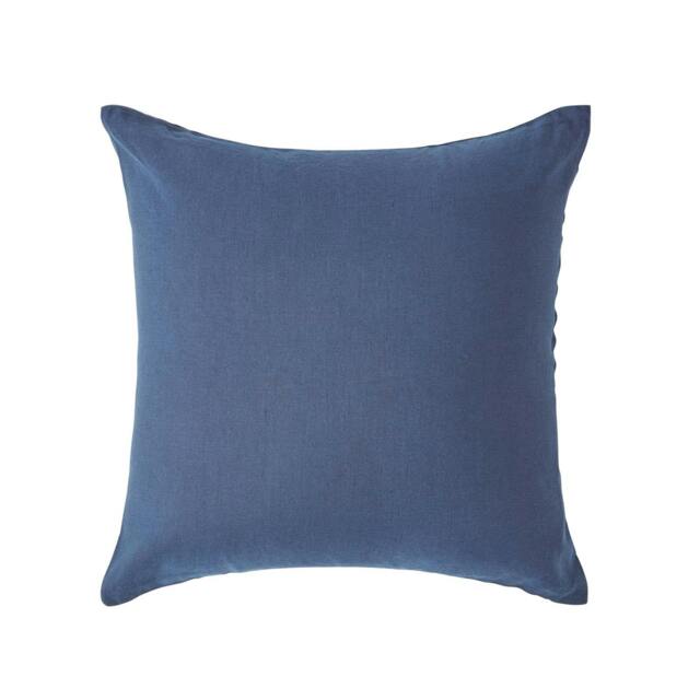 Homescapes Navy Blue European Size Linen Pillowcase - 60 x 60 cm Blue