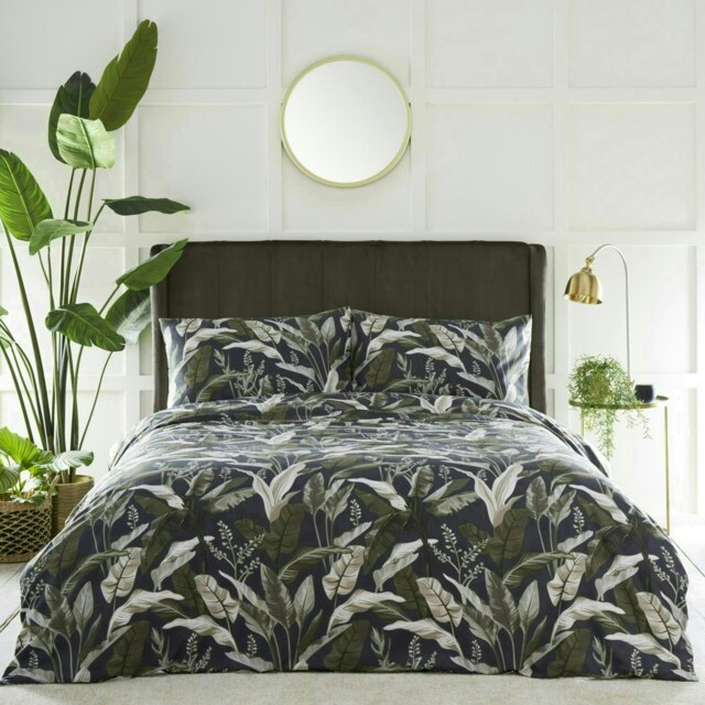 Portfolio Home Olive Botanicals Floral Leaf Bedding Duvet Cover Set Green King