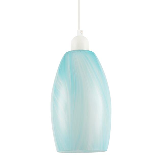 Modern Sky Blue Marble Stripe Effect Glass Cylindrical Pendant Shade