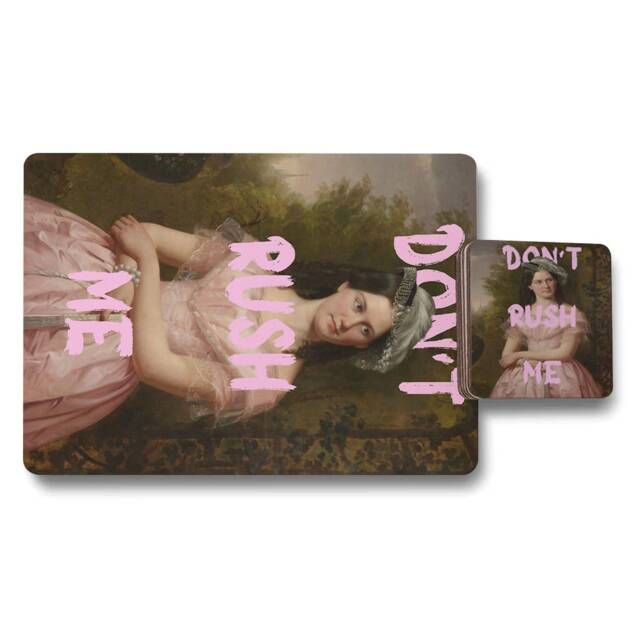 Set Of 12 Placemats And Coasters With Designer Artwork And Wood Bottom