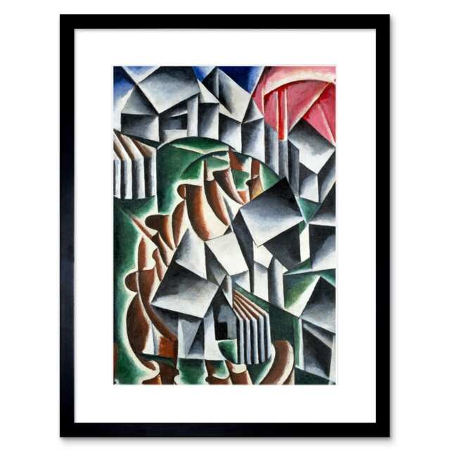 "Popova Birsk Suprematist Painting 9x7"" Black Framed Wall Art Print"