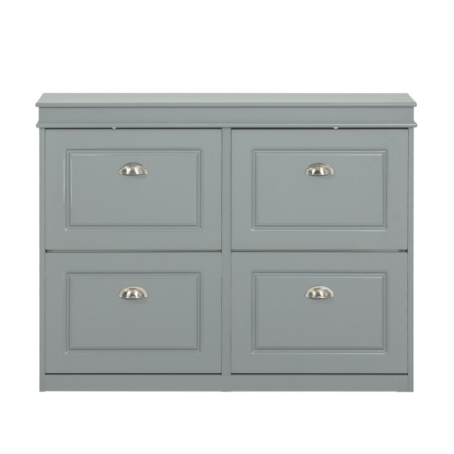 SoBuy FSR79-HG,4 Flip-Drawer Shoe Rack Cabinet Storage 16 Pairs Grey Grey 1
