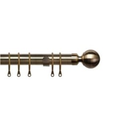 35mm Fixed Length Metal Curtain Pole Set Antique Brass Ball Finial 180cm Bronze Bronze